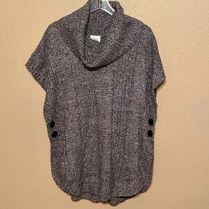 ONLY NECESSITIES Black/White Cowl Neck Sweater Cabled knit Curve Hem NWOT (M)